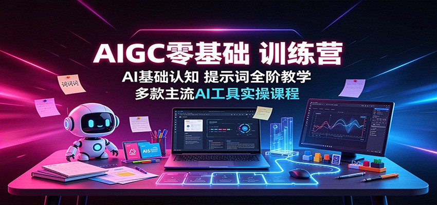 AIGC零基础训练营:AI基础认知,提示词全阶教学,多款主流AI工具实操课程