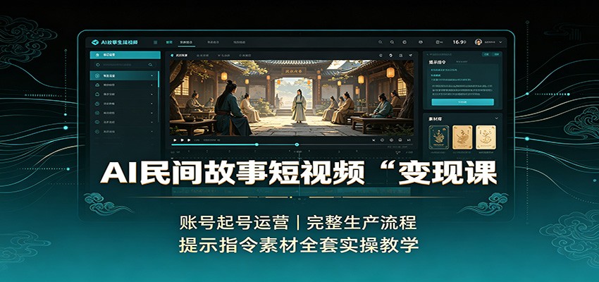 AI民间故事短视频变现课:账号起号运营,完整生产流程,提示指令素材全套实操教学