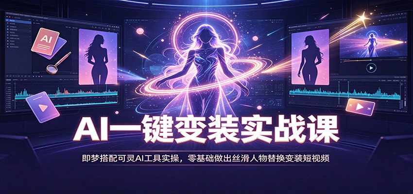 AI一键变装实战课:即梦搭配可灵AI工具实操,零基础做出丝滑人物替换变装短视频