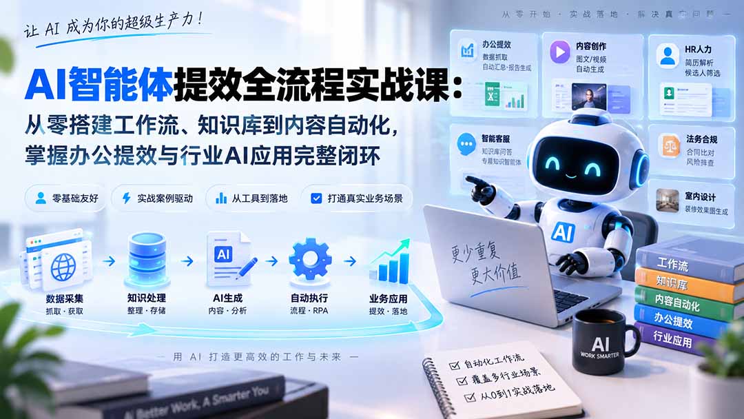 (20260期)AI智能体提效全流程实战课:从零搭建工作流、知识库到内容自动化,掌握办公提效与行业AI应用完整闭环