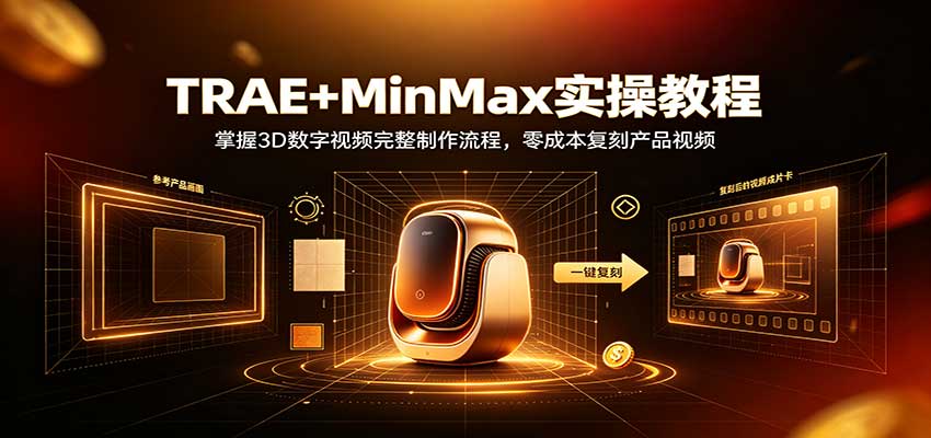 TRAE+MinMax实操教程:掌握3D数字视频完整制作流程,零成本复刻产品视频