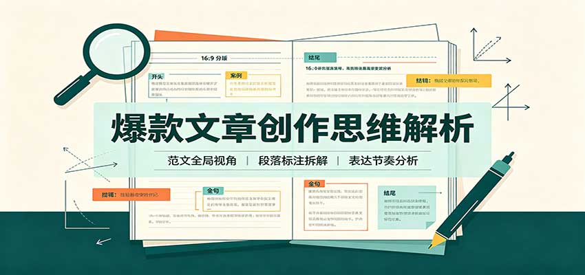 爆款文章创作思维解析：全局视角拆解范文，梳理行文逻辑，搭配真实拆文实操案例