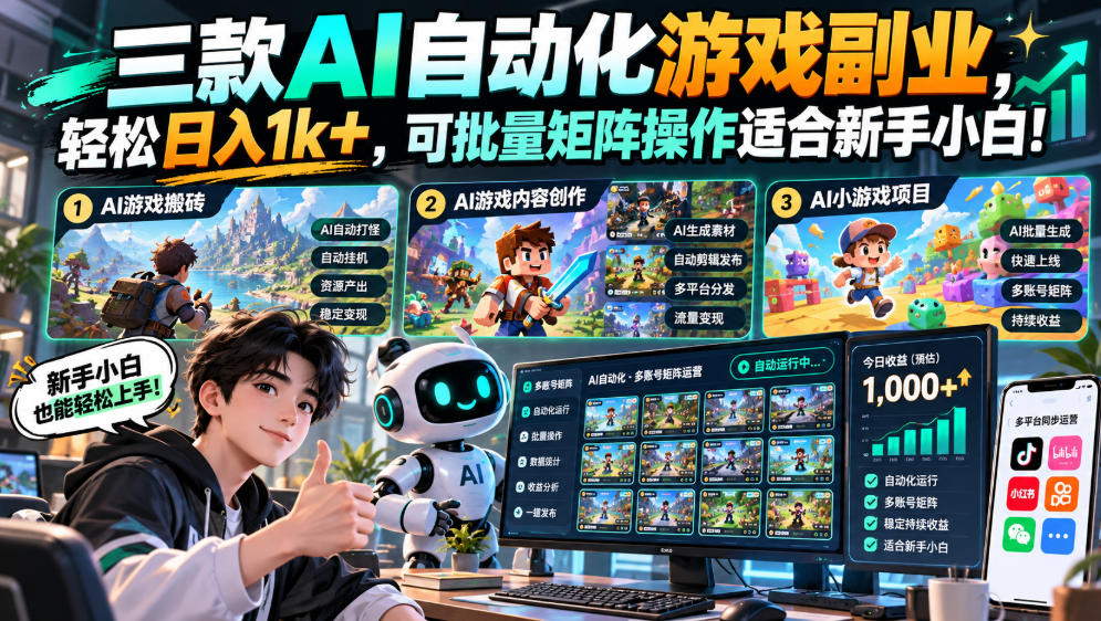 (20699期)三款长期稳定AI自动化游戏,日入千元,毫无保留的全部教给你!
