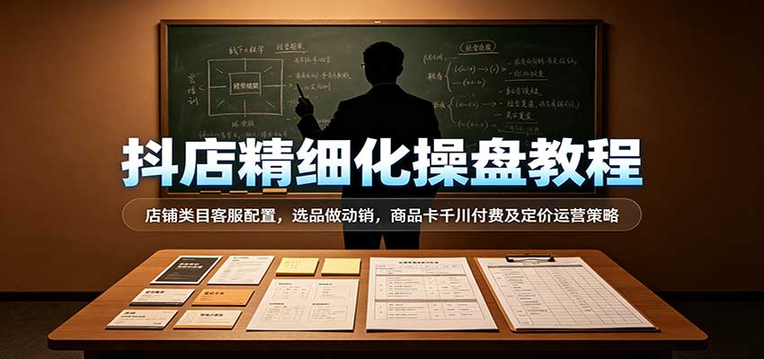 抖店精细化操盘教程:店铺类目客服配置,选品做动销,商品卡千川付费及定价运营策略