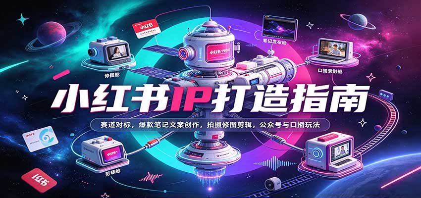 小红书IP打造指南:赛道对标,爆款笔记文案创作,拍摄修图剪辑,公众号与口播玩法