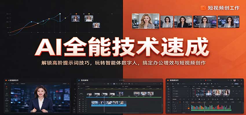 AI全能技术速成:解锁高阶提示词技巧,玩转智能体数字人,搞定办公增效与短视频创作