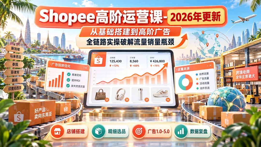 (20575期)Shopee高阶运营课-更新9月,从基础搭建到高阶广告,全链路实操破解流量销量瓶颈