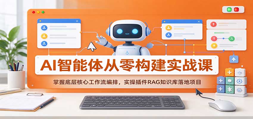 AI智能体从零构建实战课:掌握底层核心工作流编排,实操插件RAG知识库落地项目