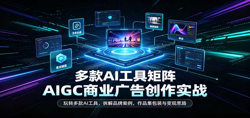 AIGC商业广告创作实战：玩转多款AI工具，拆解品牌案例，作品集包装与变现思路