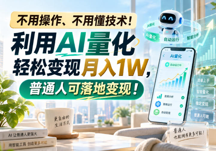 (20429期)利用AI量化轻松变现月入1W,普通人可落地变现,不用操作、不用懂技术!