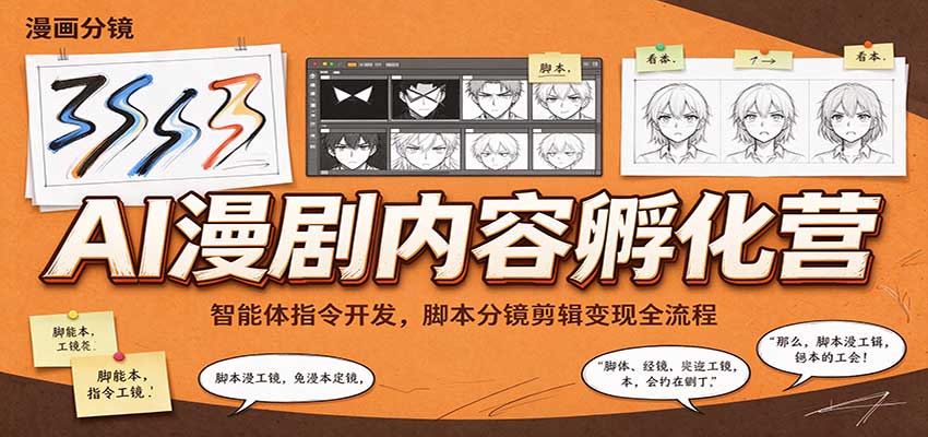 AI漫剧内容孵化营:智能体指令开发,脚本分镜剪辑变现全流程