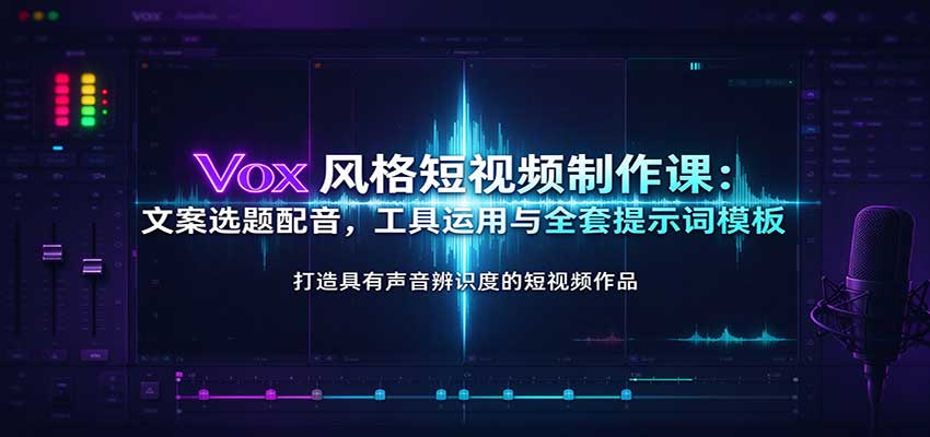 Vox风格短视频制作课:文案选题配音,工具运用与全套提示词模板
