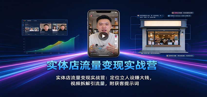 实体店流量变现实战营:定位立人设赚大钱,视频拆解引流量,附获客提示词