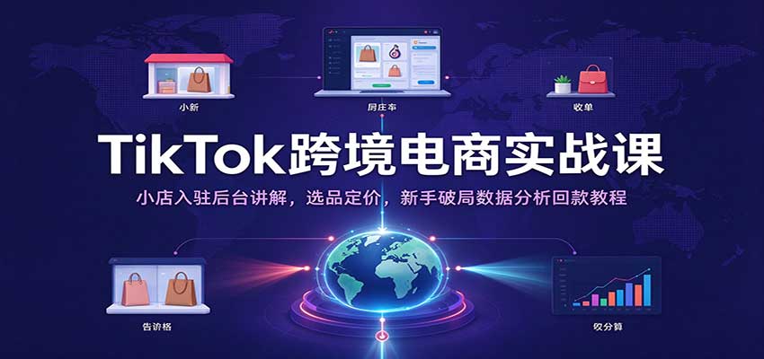 TikTok跨境电商实战课：小店入驻后台讲解，选品定价，新手破局数据分析回款教程