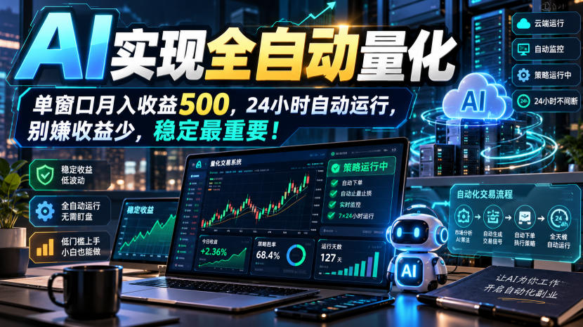 (21163期)AI全自动量化项目,长期稳定可落地,0门槛躺赚稳定项目!