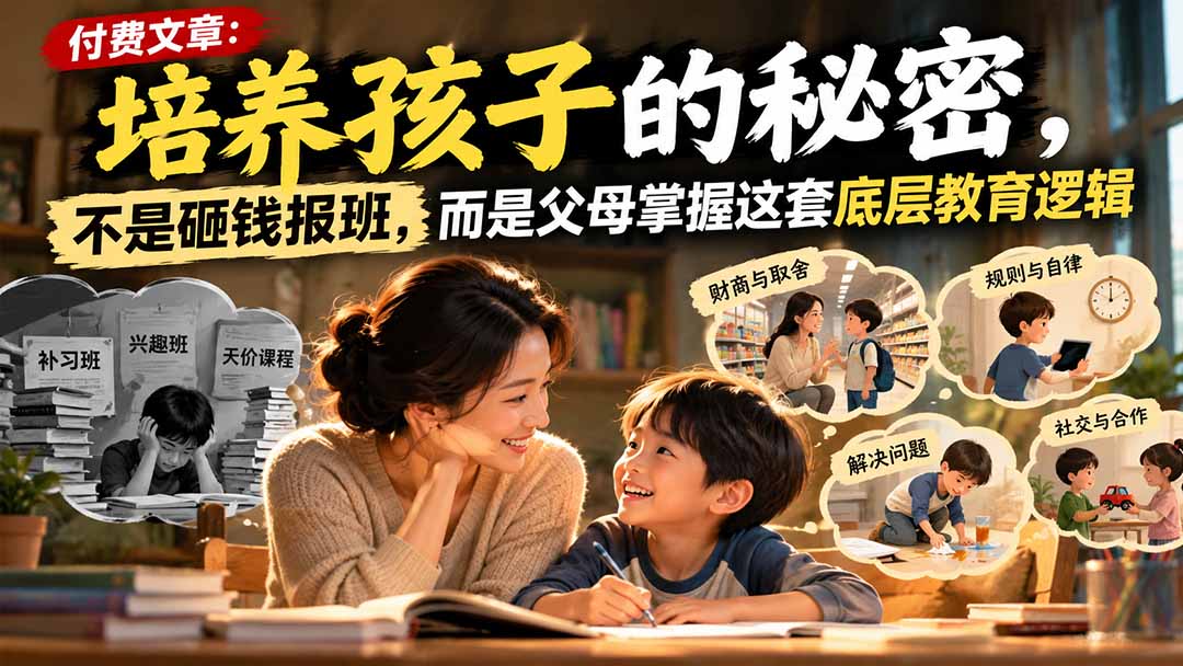 (21179期)付费文章:培养孩子的秘密,不是砸钱报班,而是父母掌握这套底层教育逻辑