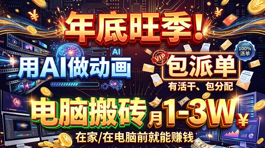 (20974期)AI代做动画,旺季捡钱!一单500-1000+,提供做单渠道,新手可做!