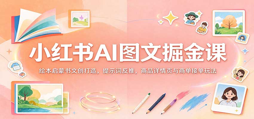 小红书AI图文掘金课：绘本启蒙书文创打造，提示词反推，商品详情页与商单接单玩法
