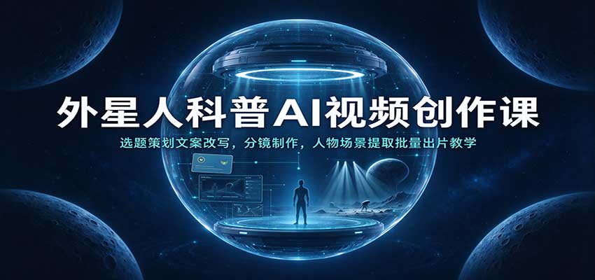 外星人科普AI视频创作课:选题策划文案改写,分镜制作,人物场景提取批量出片教学