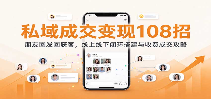 私域成交变现108招:朋友圈发圈获客,线上线下闭环搭建与收费成交攻略