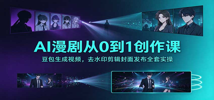 AI漫剧从0到1创作课:豆包生成视频,去水印剪辑封面发布全套实操