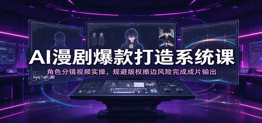 AI漫剧爆款打造系统课：角色分镜视频实操，规避版权擦边风险完成成片输出