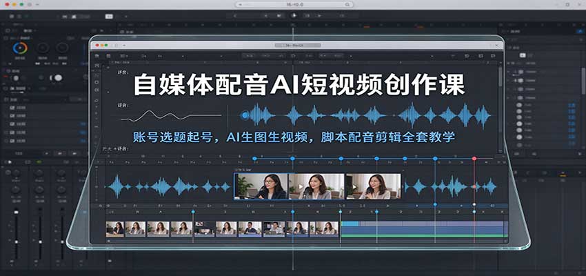 自媒体配音AI短视频创作课:账号选题起号,AI生图生视频,脚本配音剪辑全套教学