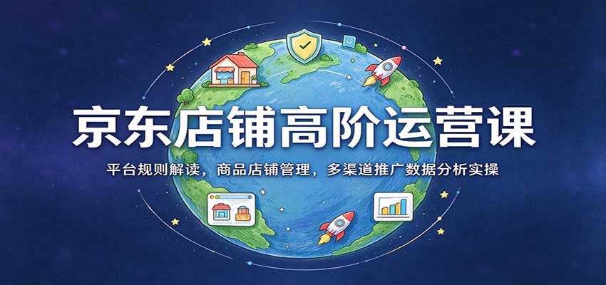 京东店铺高阶运营课:平台规则解读,商品店铺管理,多渠道推广数据分析实操
