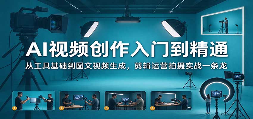 AI视频创作入门到精通:从工具基础到图文视频生成,剪辑运营拍摄实战一条龙