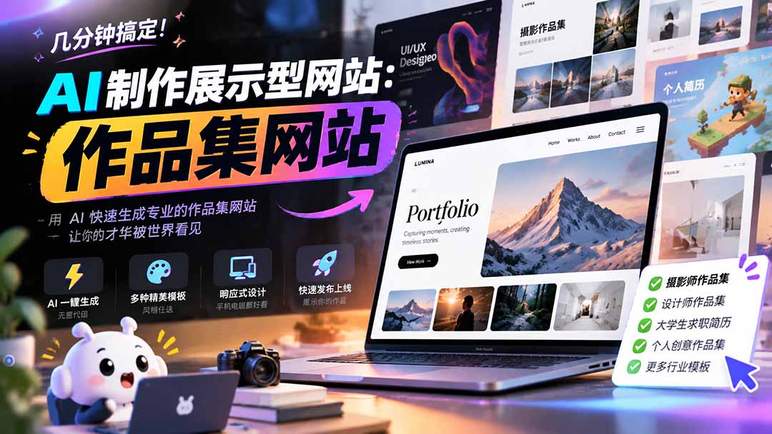 (21213期)几分钟搞定,AI制作展示型网站制作:作品集网站,用AI快速生成专业的作品集网站,接单变现!